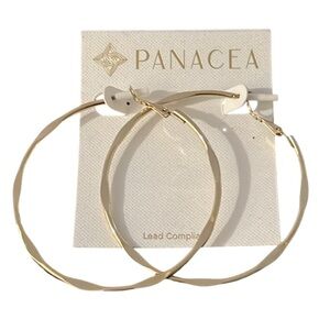 NWT Panacea Cache Gold Plated Hammered Large Hoop Earrings